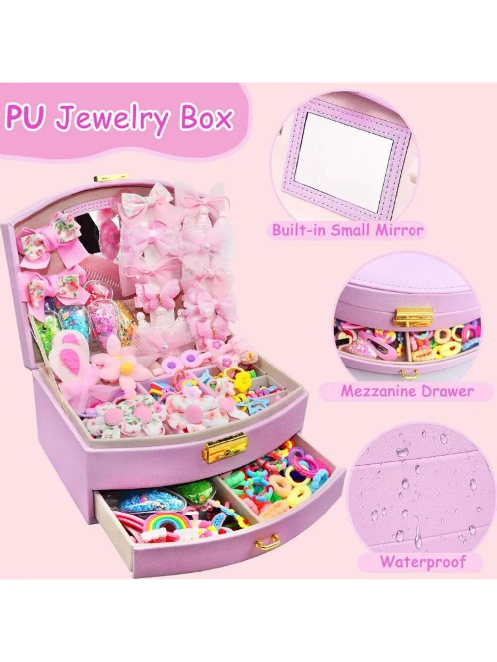 252-Piece Hair Accessories Set with Pink Storage - Perfect Back to School Gift